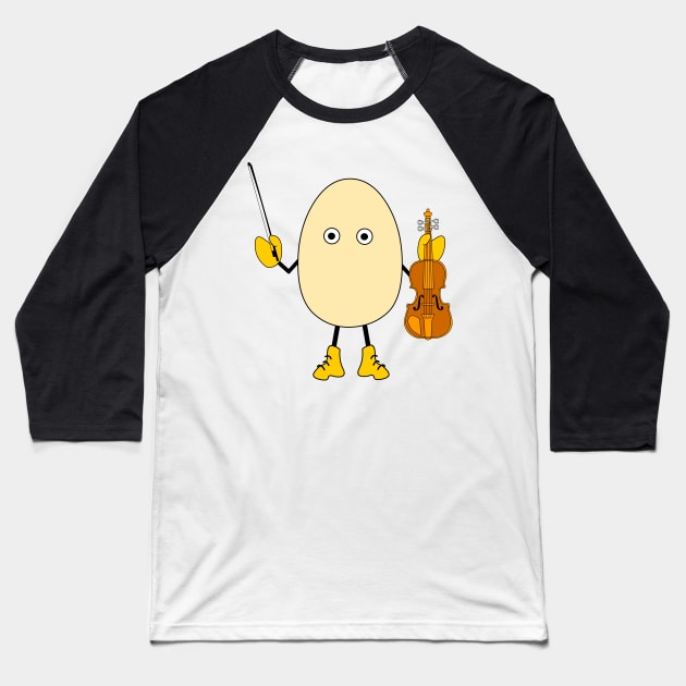 Egghead Violinist Baseball T-Shirt by Barthol Graphics